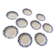 9 small plates, Courville model, Badonviller, made in France, blue geometric patterns