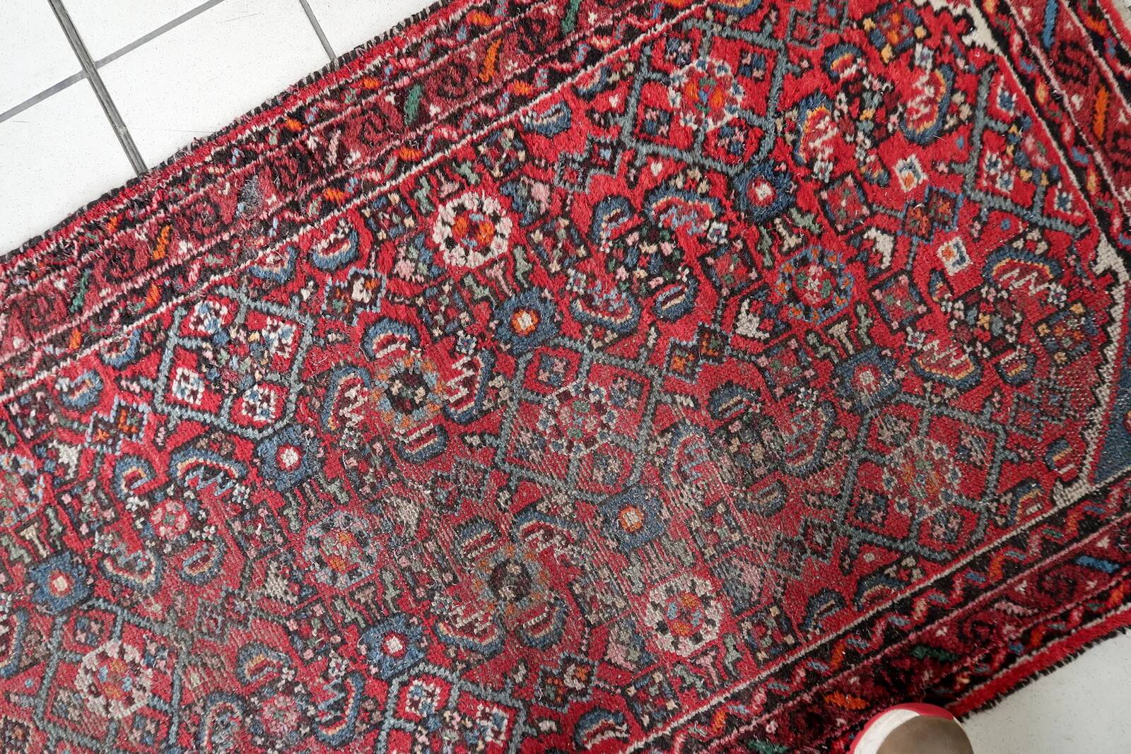 Distressed antique Persian Hamadan runner 2.8' x 9.11' - circa 1920 (1C1199)