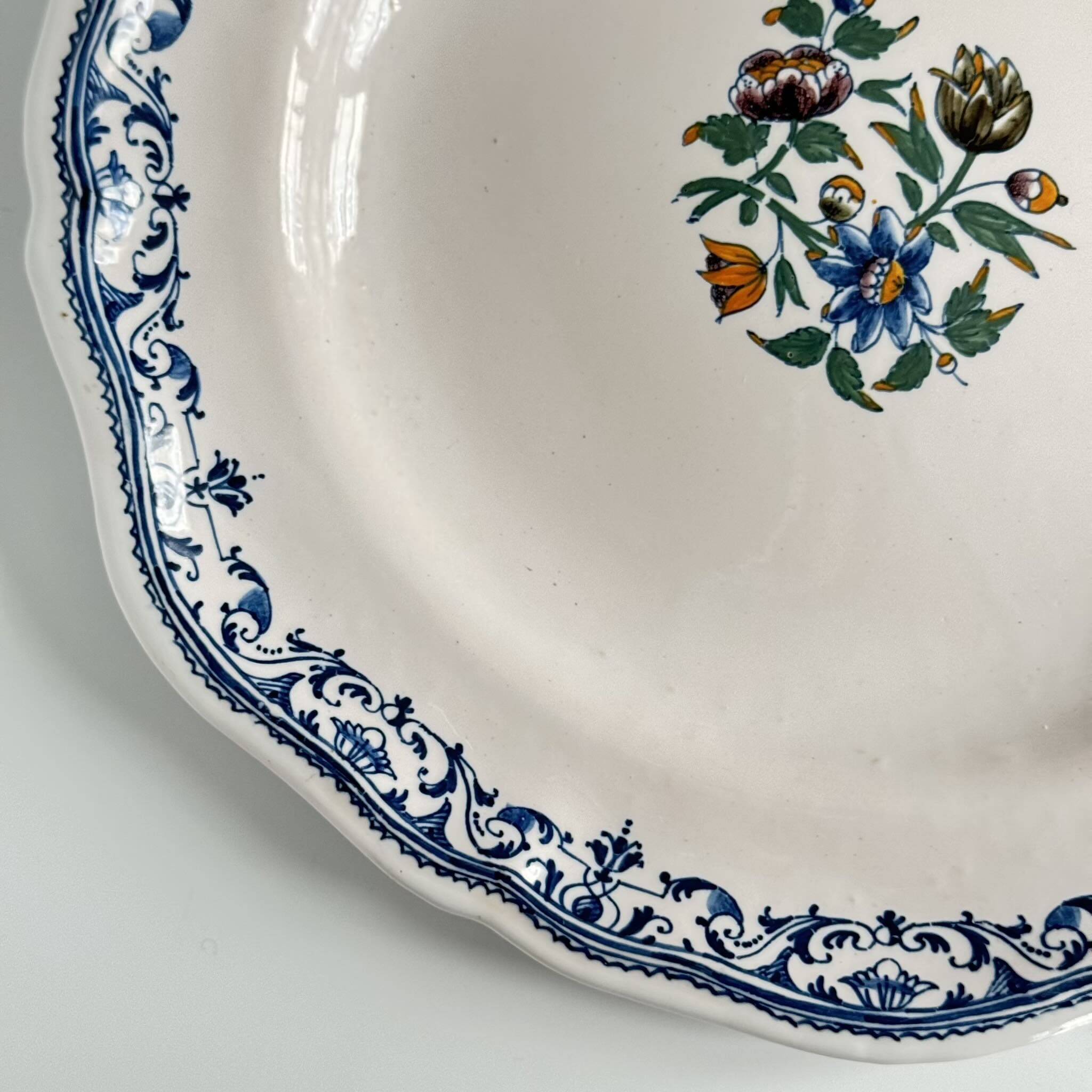 2 Moustiers Earthenware Plates | 18th Century | Colorful Floral Decor