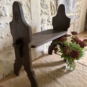 Small brutalist wooden bench