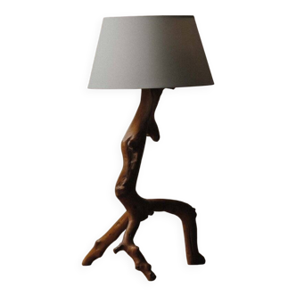 Brutalist lamp in olive wood, Provence, 1970s