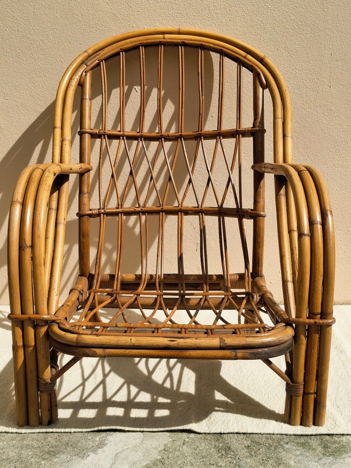 Audoux-Minnet rattan armchair 1950