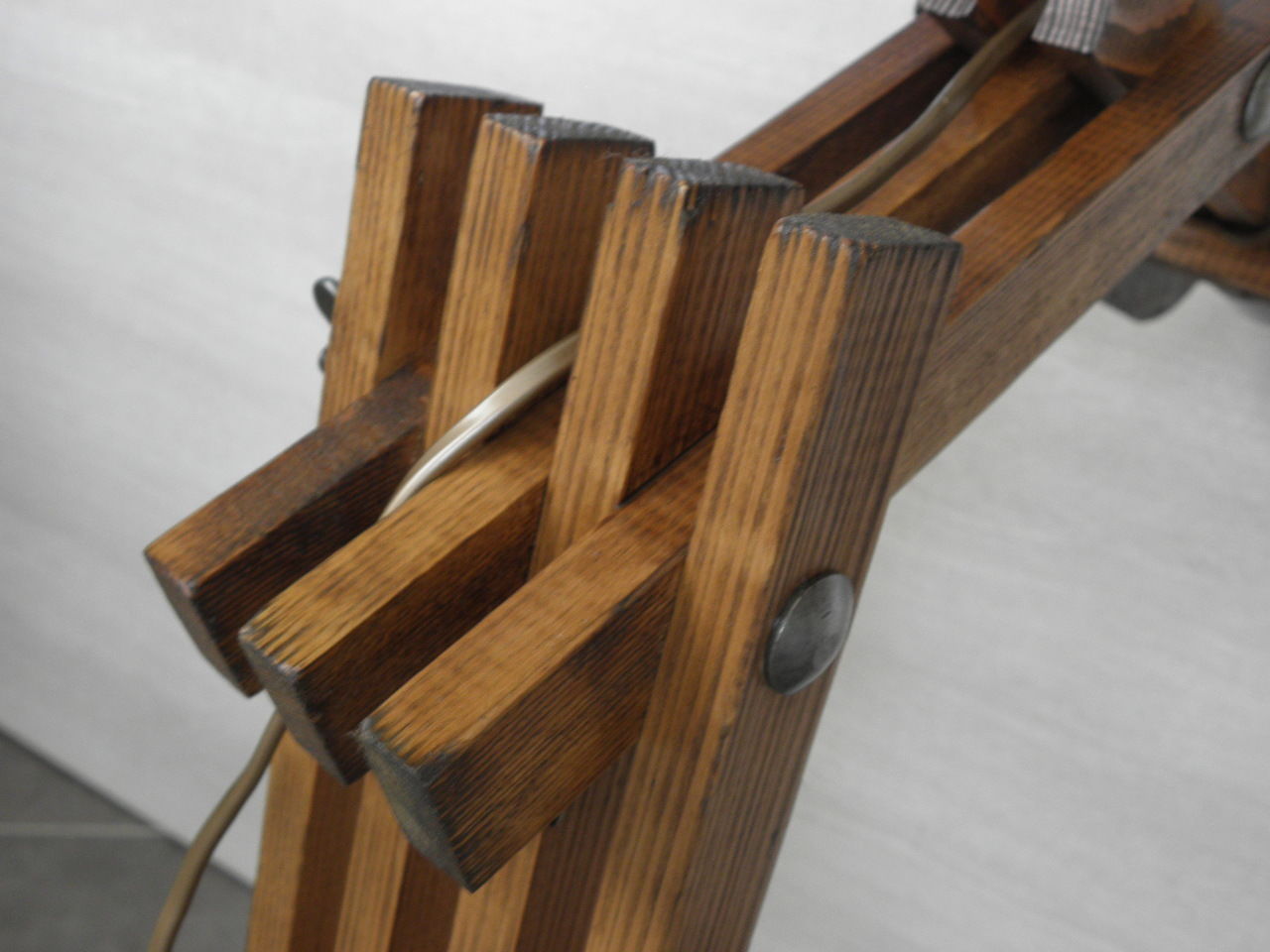 Vintage retro wooden crane table lamp