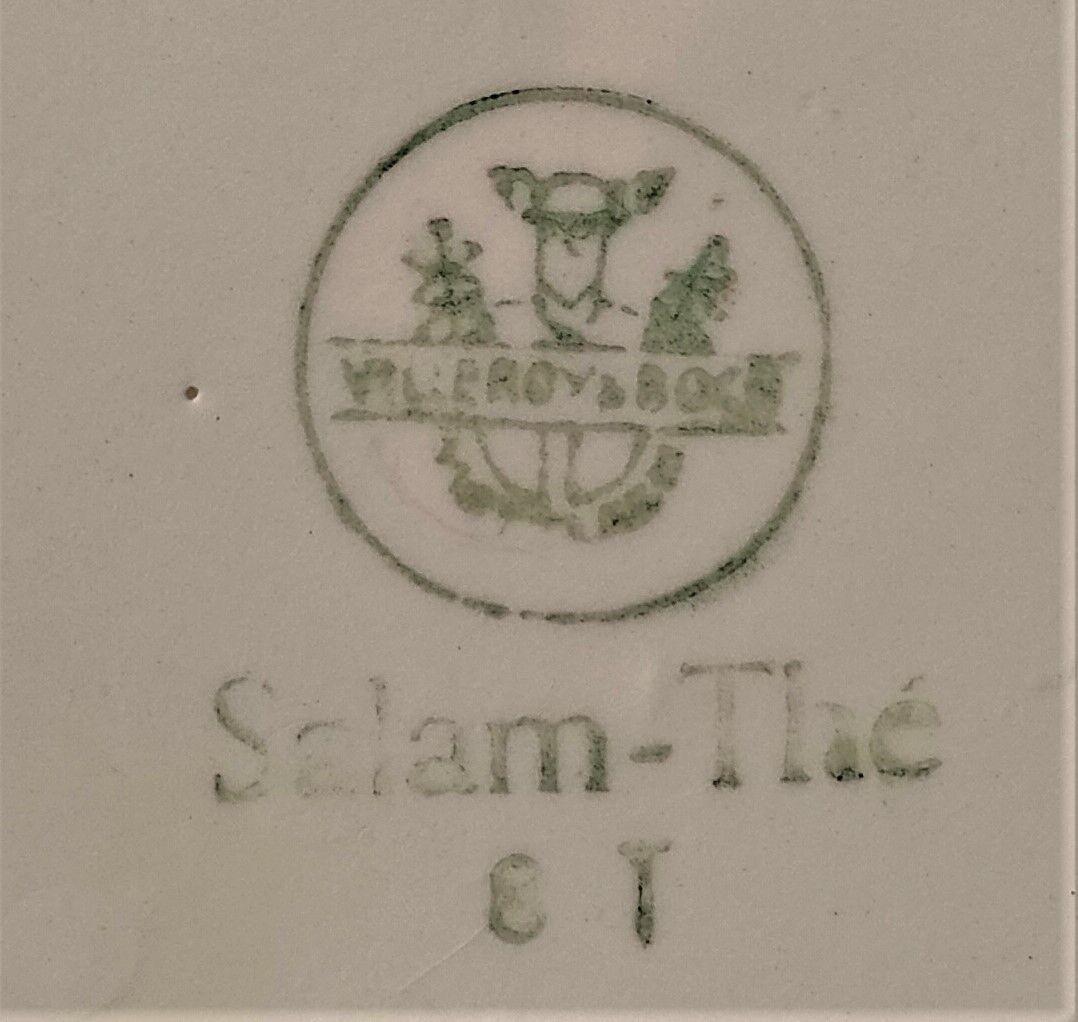 Old teapot Salam tea Villeroy & Boch porcelain and metal ~ 50s