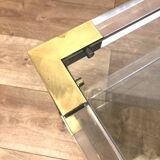 Vintage coffee table in plexiglass and gilded metal, 1970