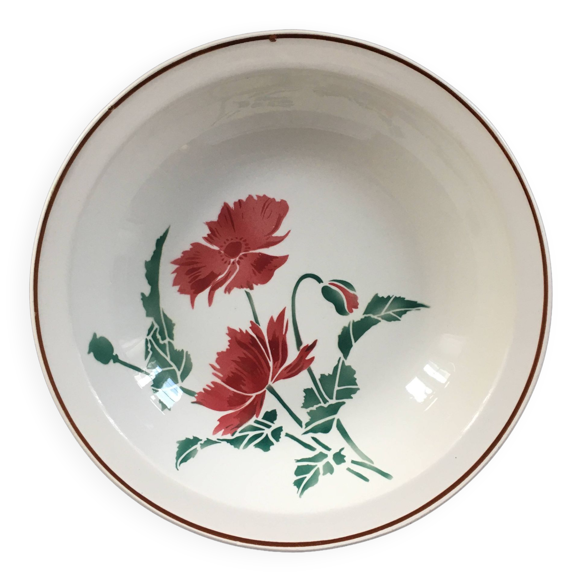 Large hollow dish with poppy decoration
