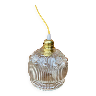 Vintage flower-shaped transparent glass globe pendant light