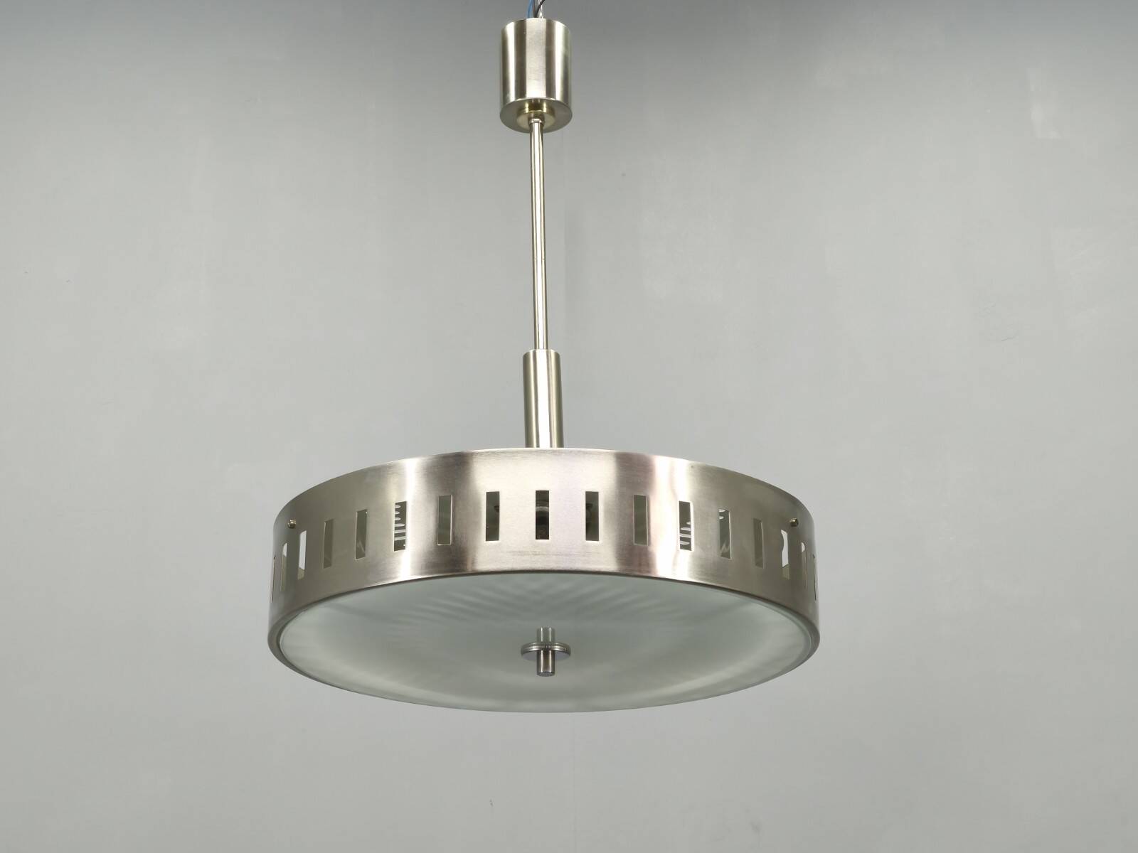 Space Age UFO Chandelier, Metal and Glass, Czechoslovakia 1970s