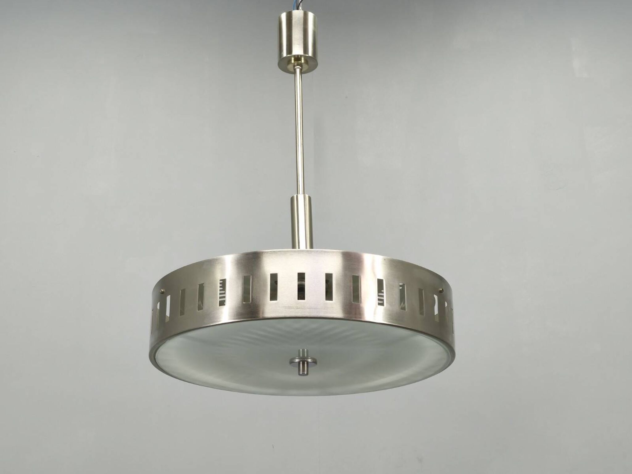 Space Age UFO Chandelier, Metal and Glass, Czechoslovakia 1970s