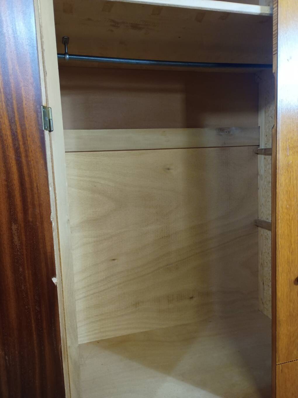 1960s Scandinavian wardrobe with two doors and mirror, easy assembly.