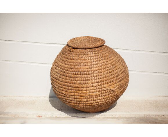 Vintage straw and wicker basket