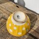 Old bowl Sarreguemines Digoin yellow with white polka dots, antique ceramics
