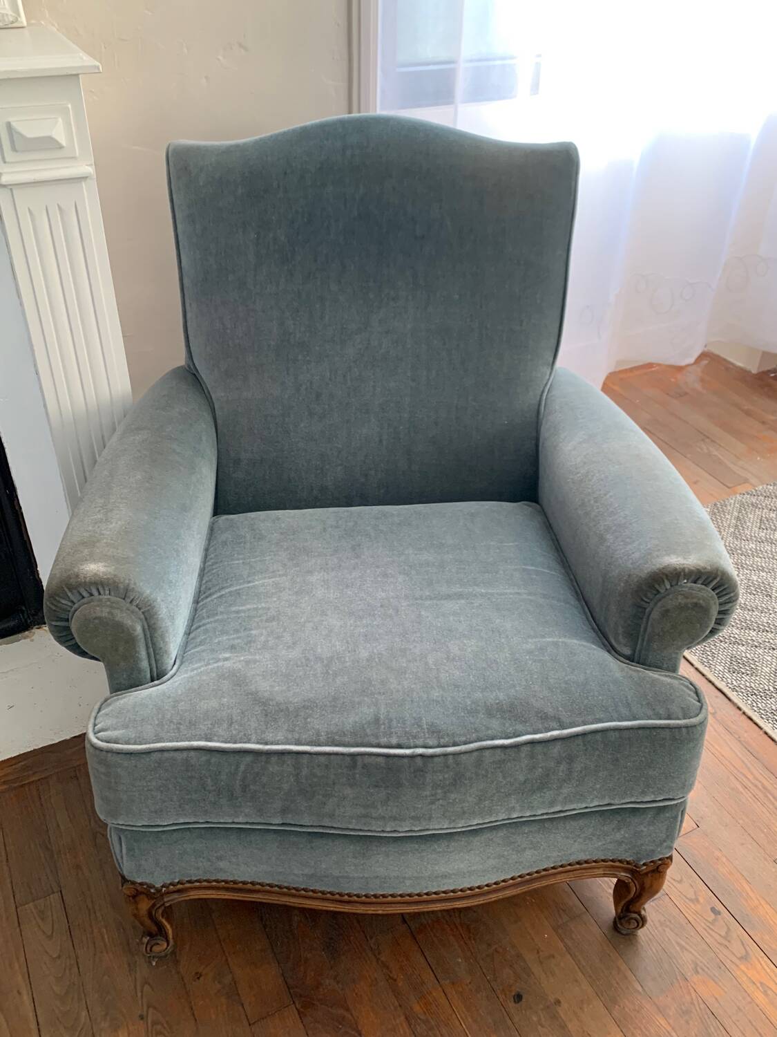Antique velvet armchair