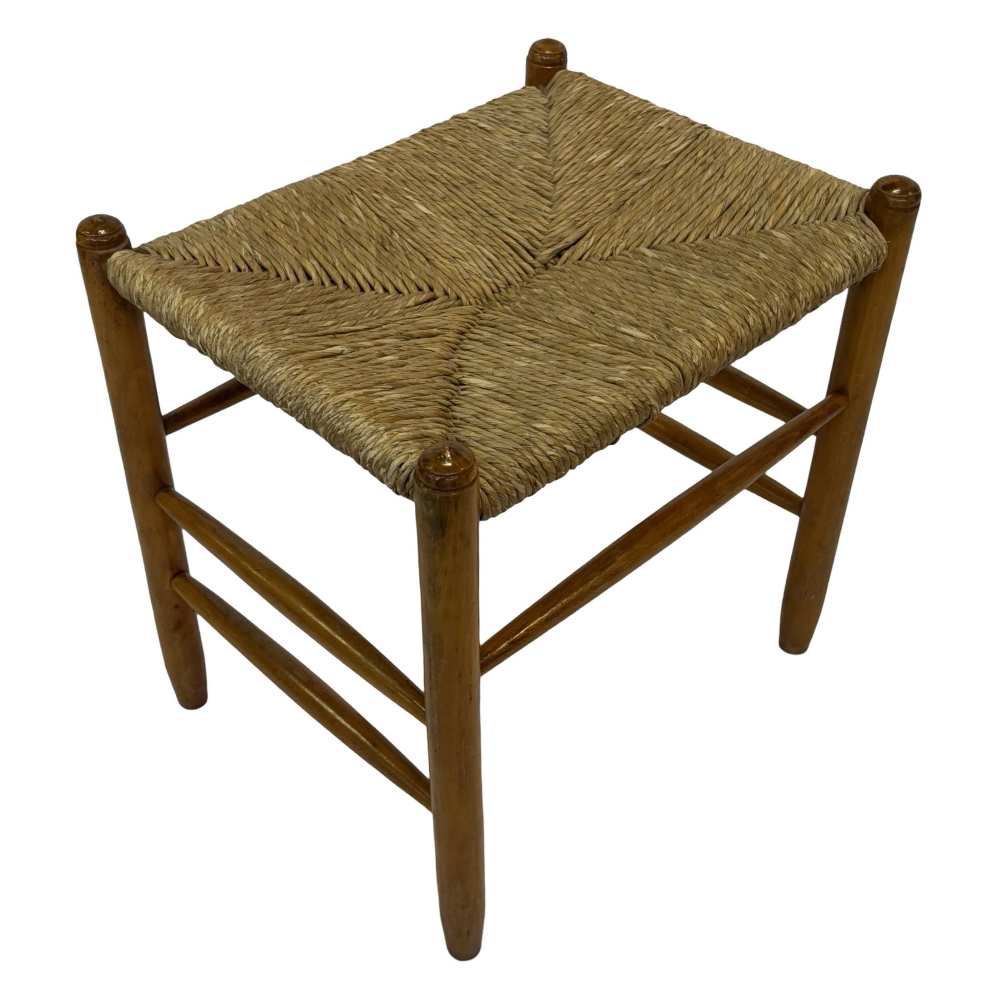 Tabouret vintage en corde de papier danois tabouret ottoman du milieu du siècle
