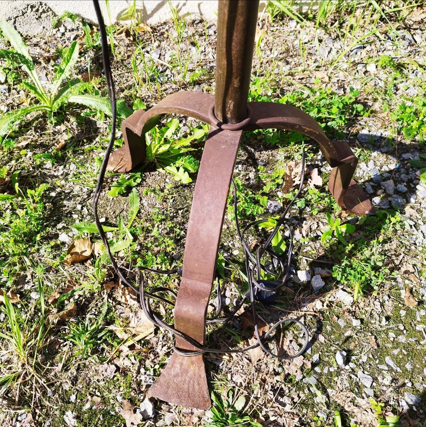 Vintage medieval gothic wrought iron floor lamp