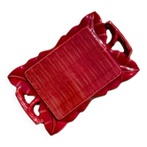 Burgundy glazed ceramic tray