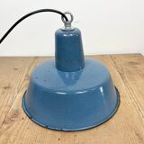 Industrial blue enamel pendant lamp, 1960s