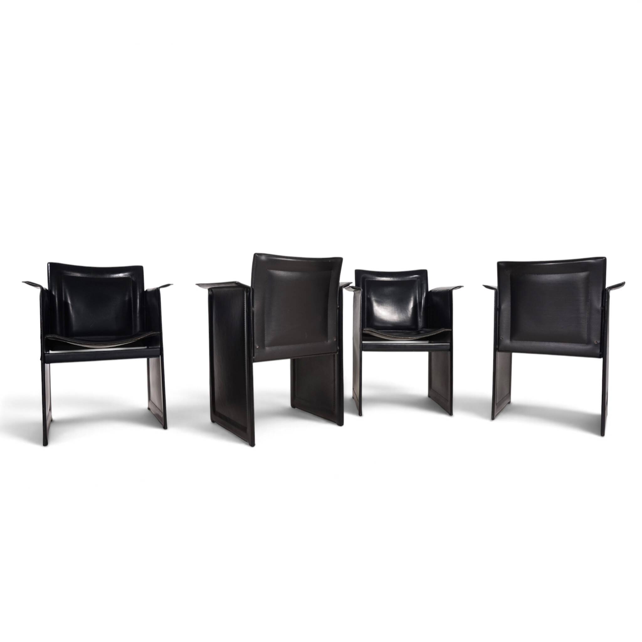 Arrben Solaria leather dining chairs, set of 4 by Tito Agnoli, 1970