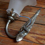 Applique murale en laiton chromé tulipe ancienne en verre vintage