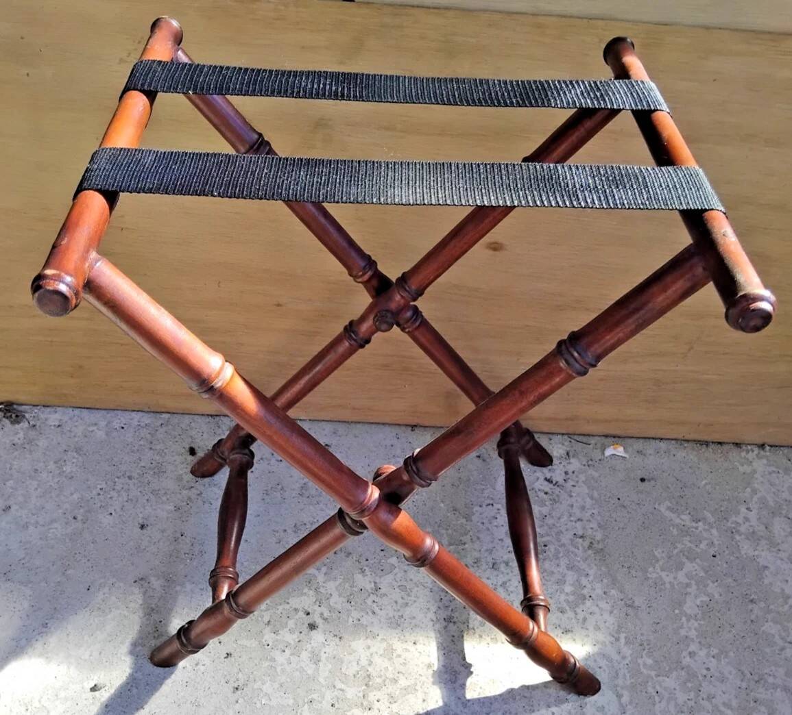 Vintage Rattan Butler's Tray on Stand