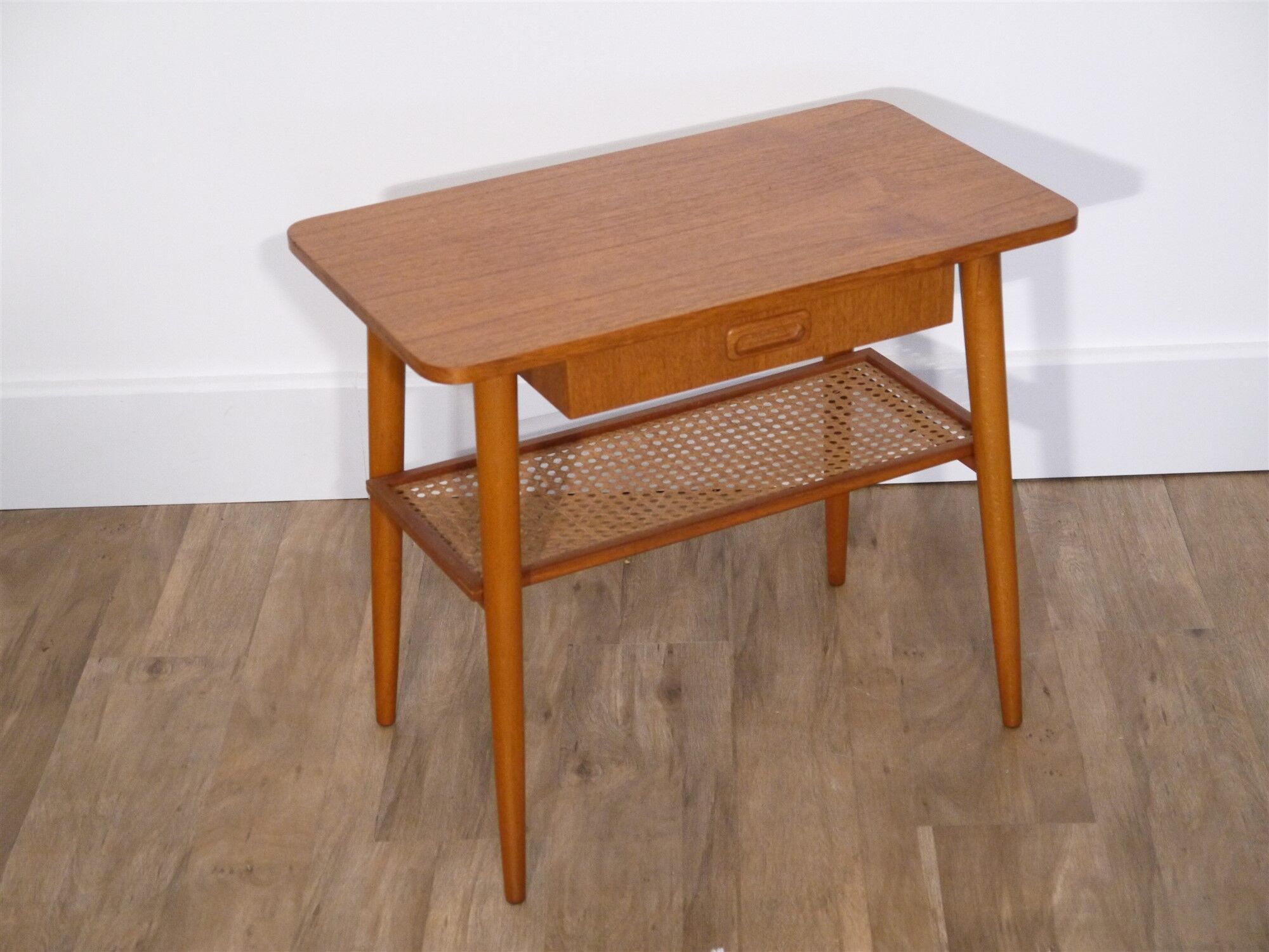 Scandinavian vintage bedside table in teak 1960