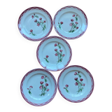 Flat plates Aude Sarreguemines with a rose flower design.