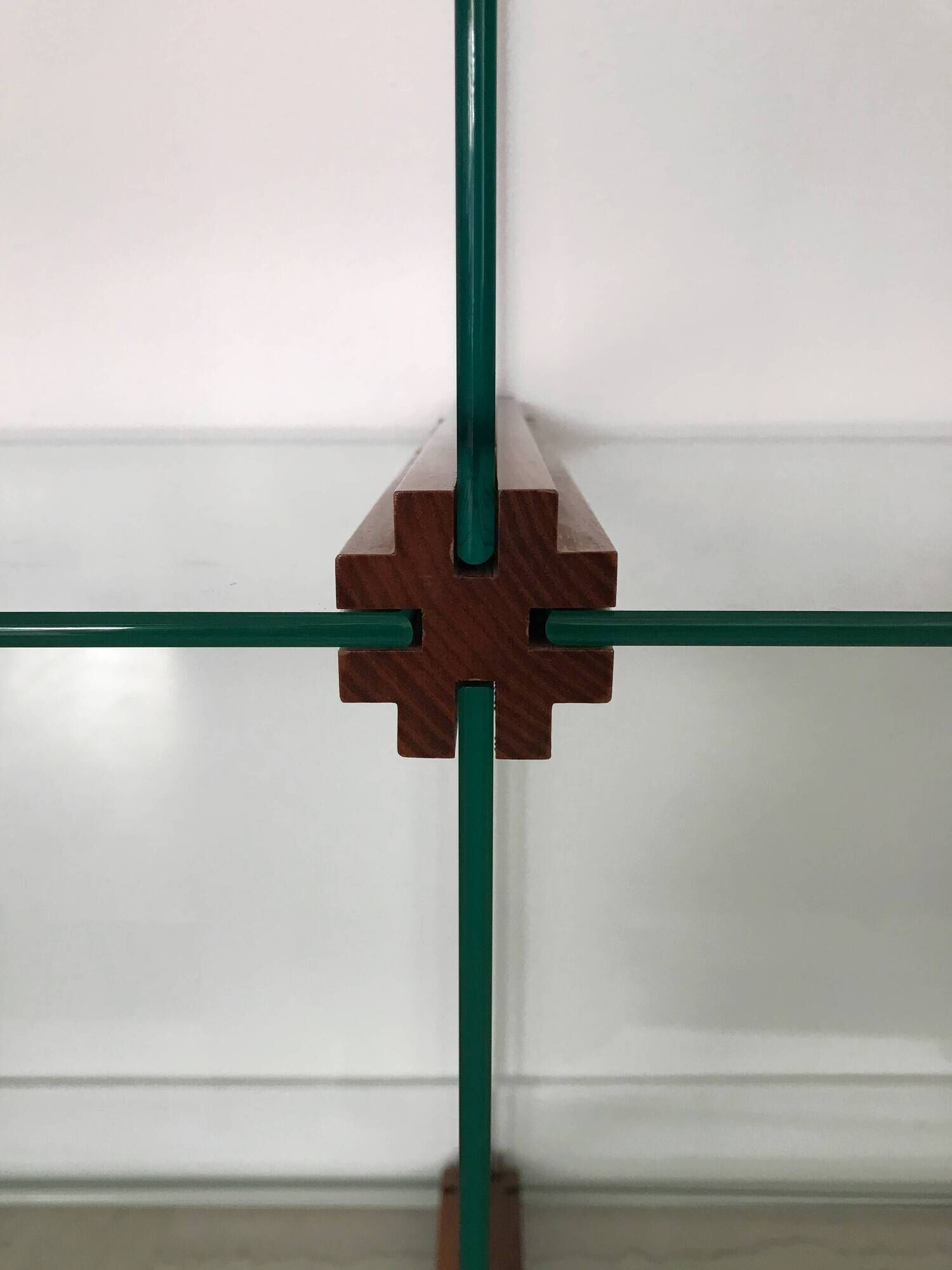 Gallotti & Radice Italian glass and wood bookcase 1980s