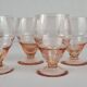 5 pink glass wine glasses