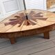 Vintage coffee table in ceramic and metal, signed Barrois.