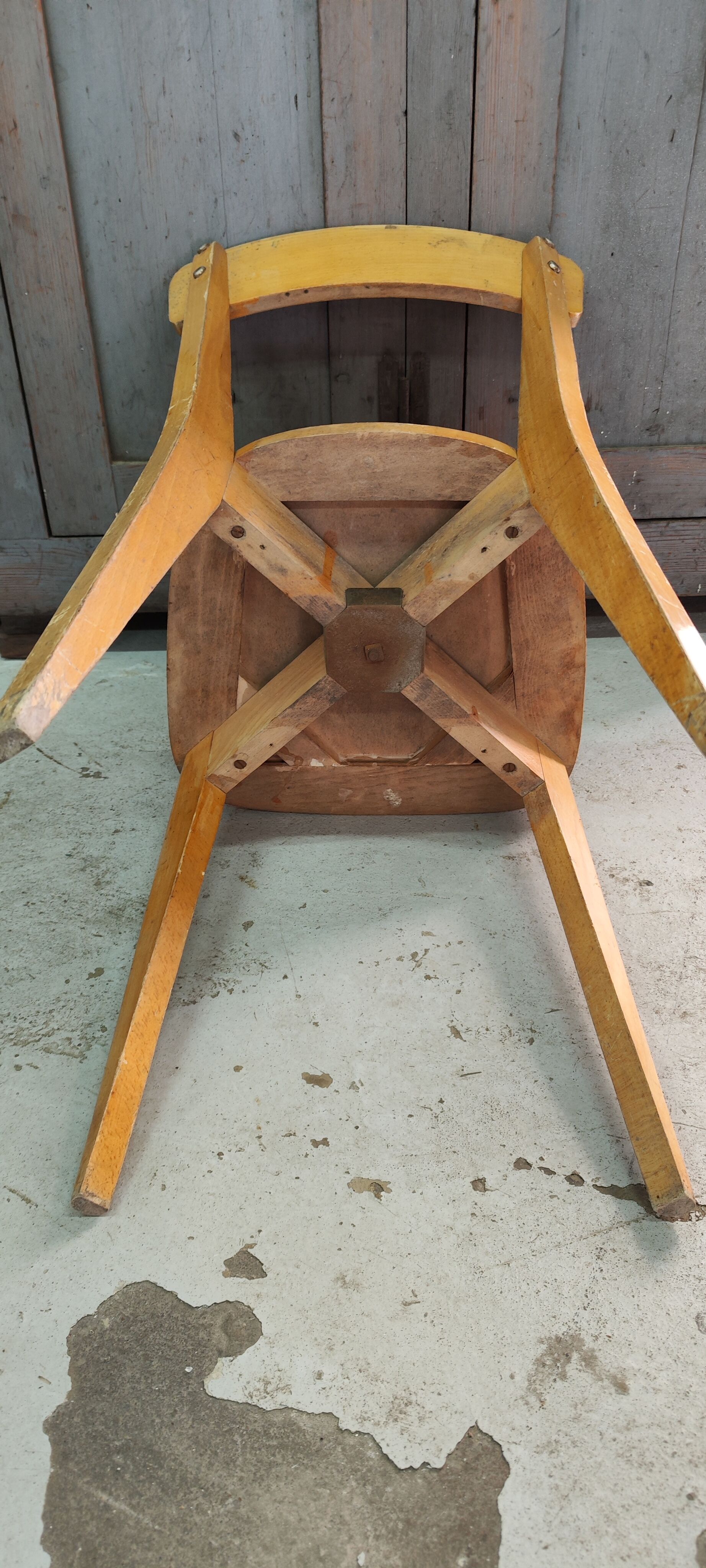 Series of six wooden bistro chairs
