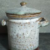 Duo of potter's pots covered in vintage glazed stoneware