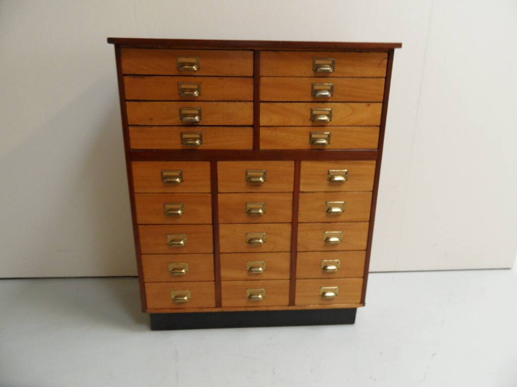 Vintage mahogany filing cabinet with drawers 1950's