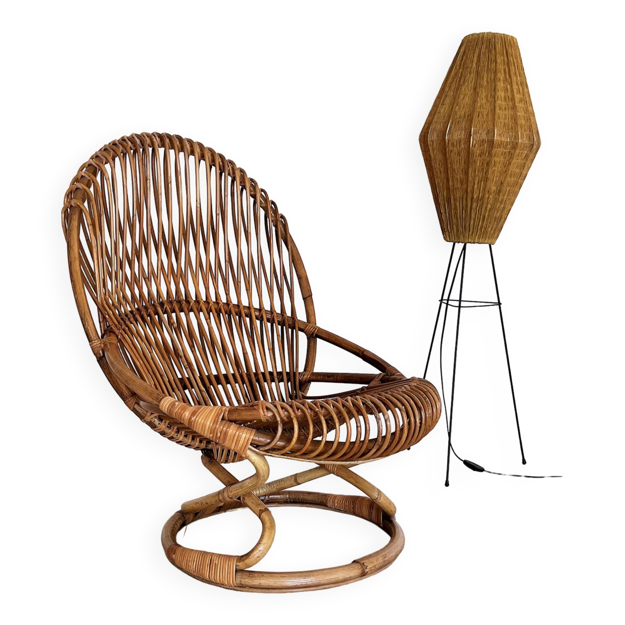 Giovanni Travasa for Bonacina Bamboo Lounge Chair, 1950s