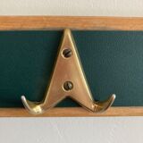 70s wall coat rack with brass hooks
