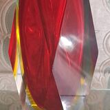 Murano sommerso diamond vase very good condition 21cm old vintage glass
