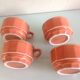 Bistro style four-mugs suite orange-pink by Apilco /vintage 70-80