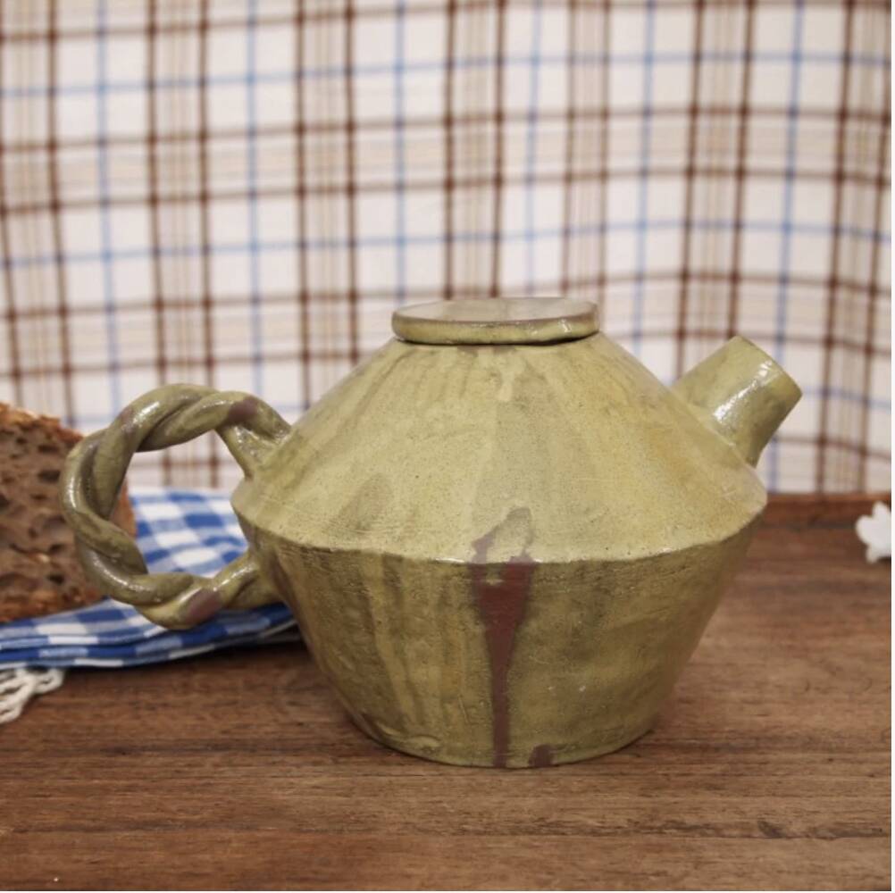 Olive green teapot