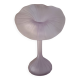 1960s Designer "Jack In The Pulpit" Flower Shaped Blown Glass Vase Lilac Color