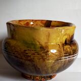 Old provencal pot cover in glazed terracotta