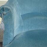 Fauteuil crapaud en velours bleu