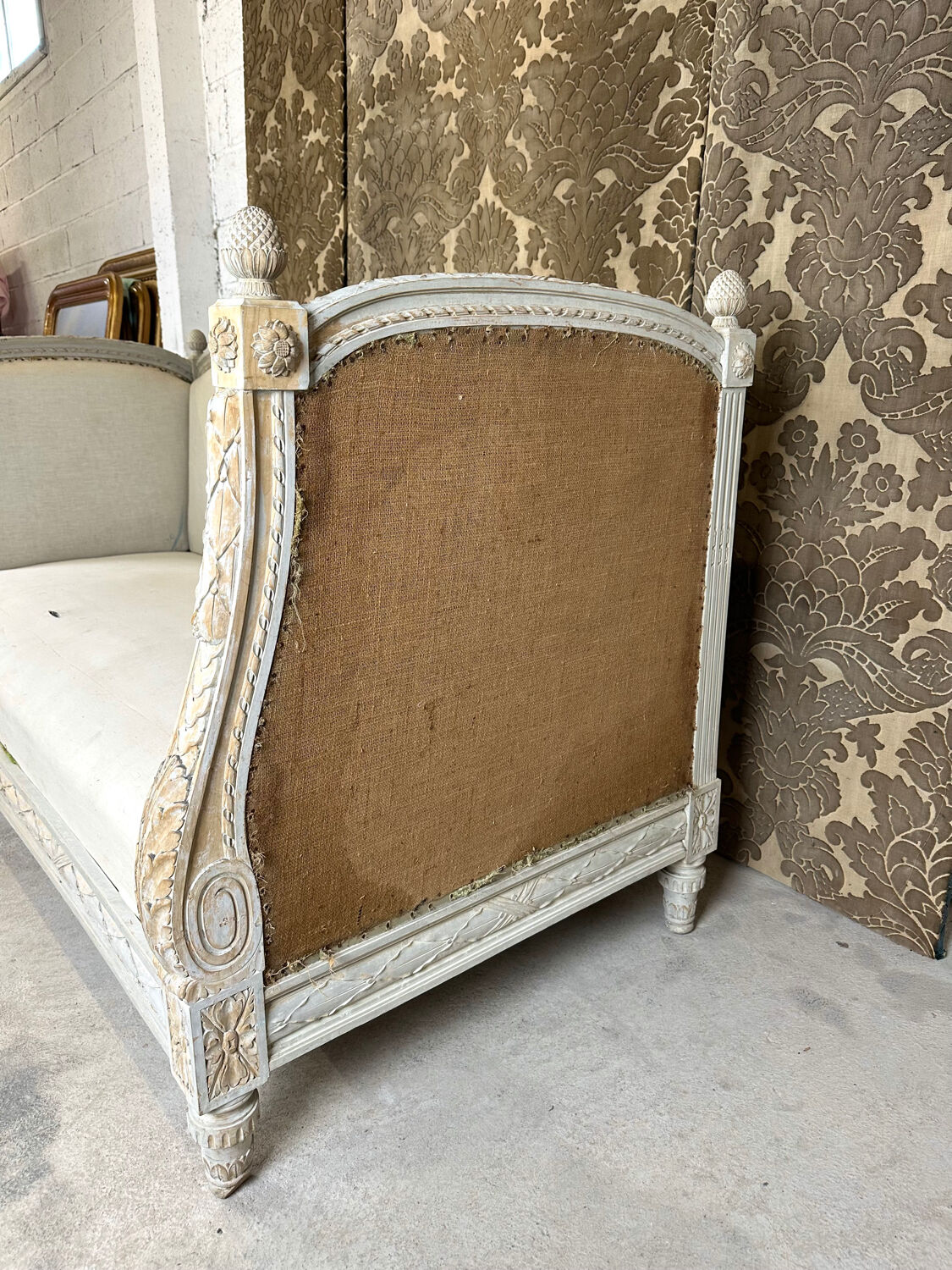 Louis XVI style alcove bed bench, 1900 period