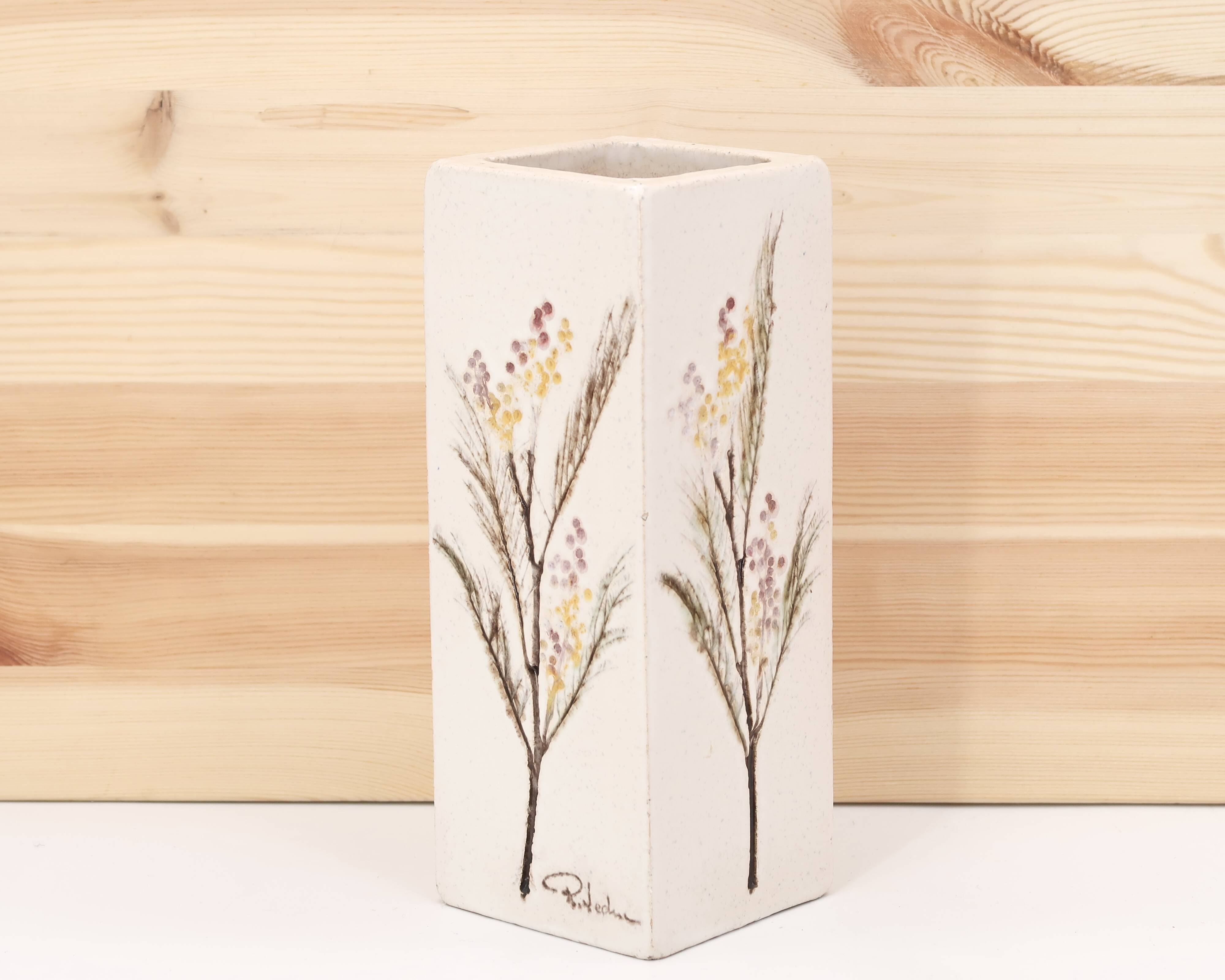 White ceramic herbarium vase by Raymonde Leduc, Vallauris, 1960s