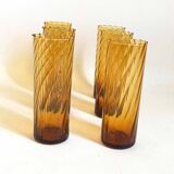 Set of 6 vintage amber glasses Height 17 cm