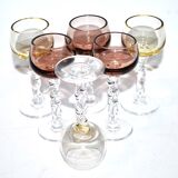 Set of 6 balloon stemmed glasses, Liquor glass in smoked colored glass 9.5cm