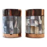 Ensemble sel et poivre Art déco vintage – Laiton et nacre, années 1930-1950