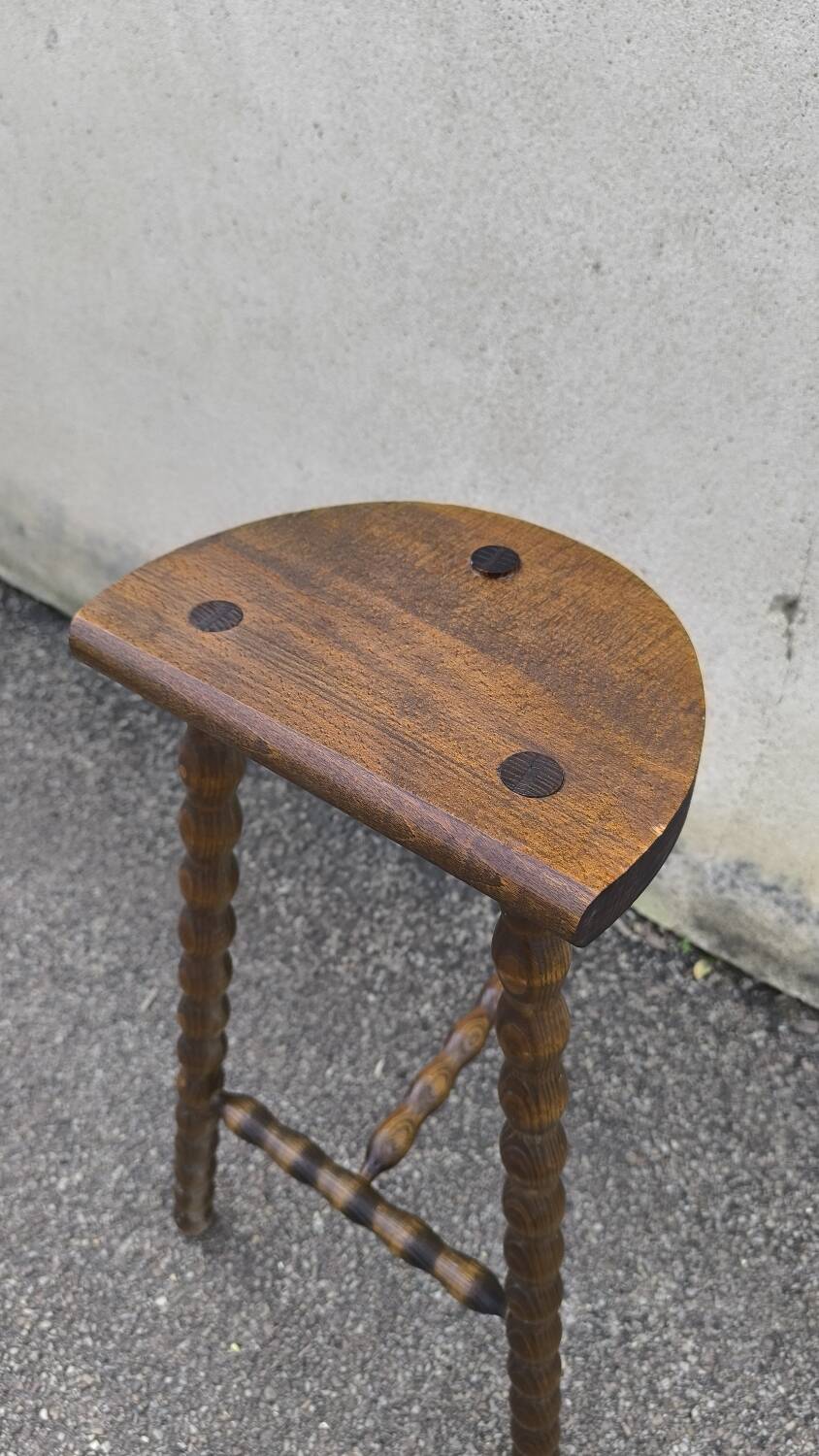 Solid wood tripod stool 1950