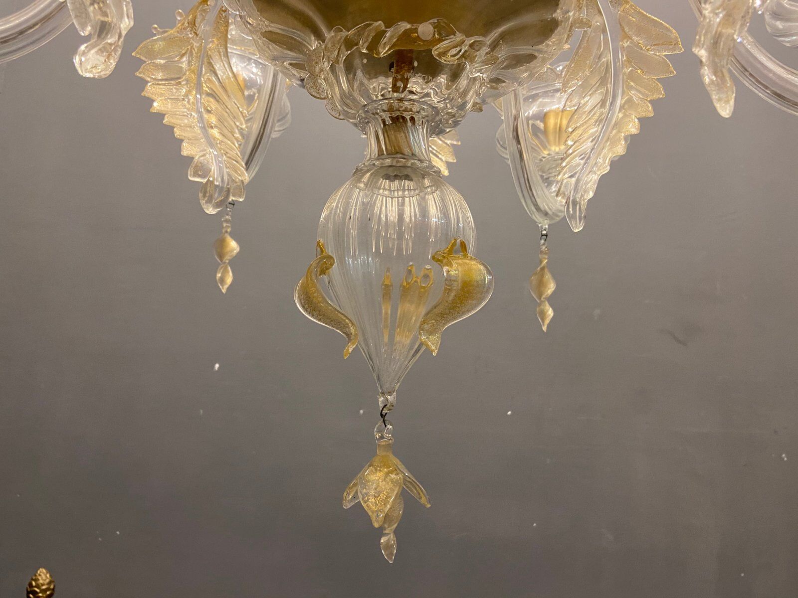 Italian Murano Glass Gold Chandelier by La Murrina