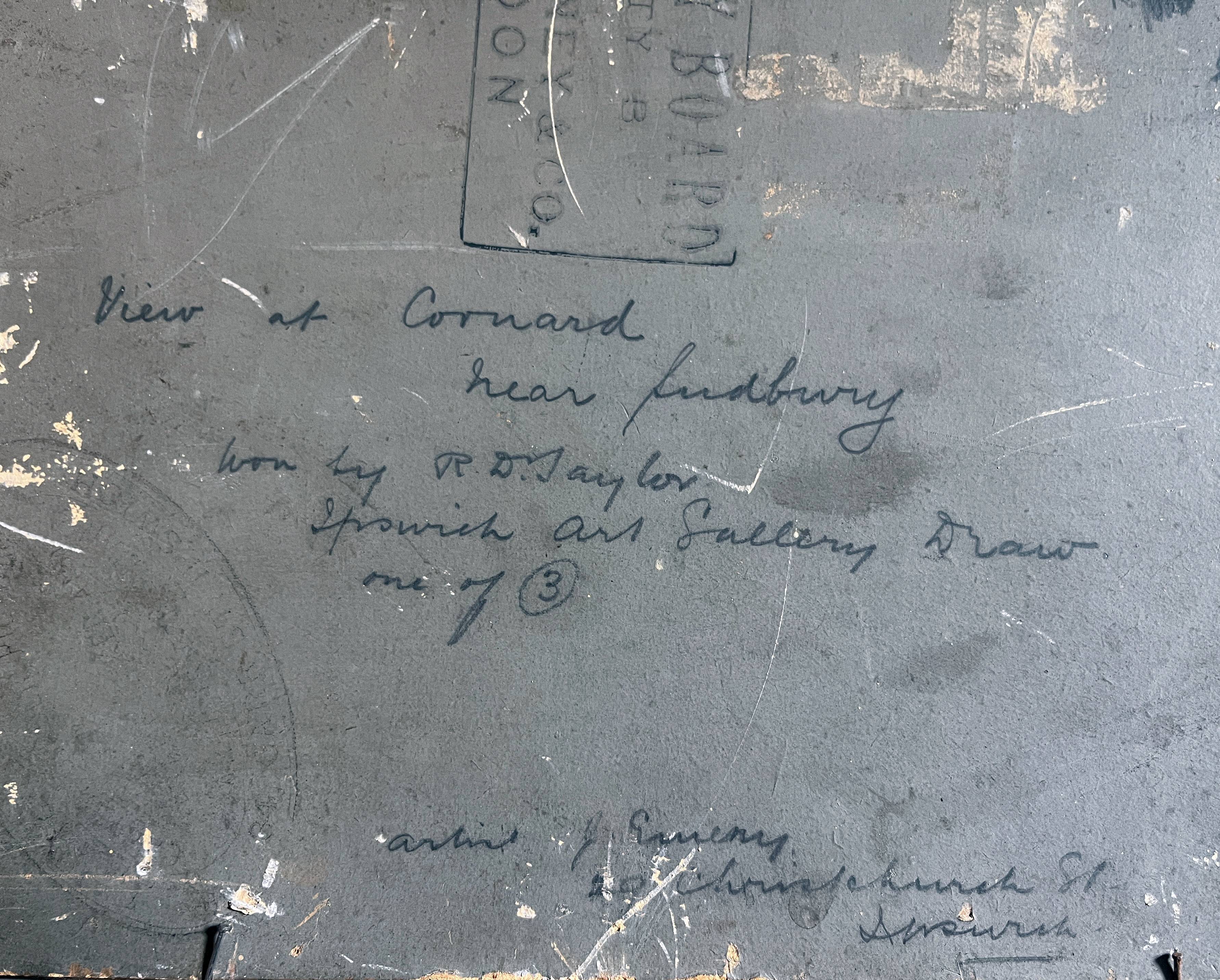 Painting hsp james emery (1819-1899) countryside england fudbury cornard