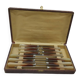 Stainless steel table and dessert knives with mother-of-pearl handles