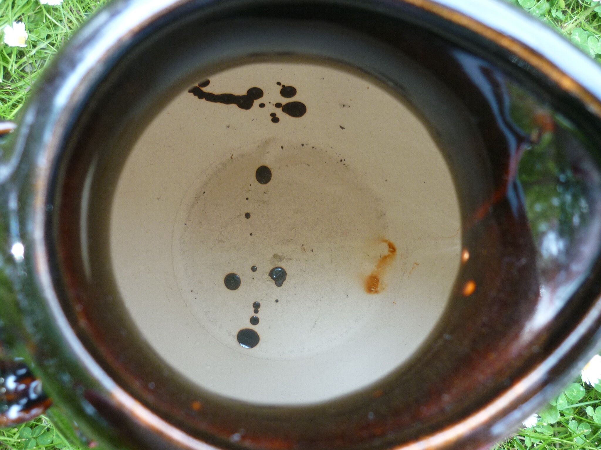 Dark brown ceramic potiche